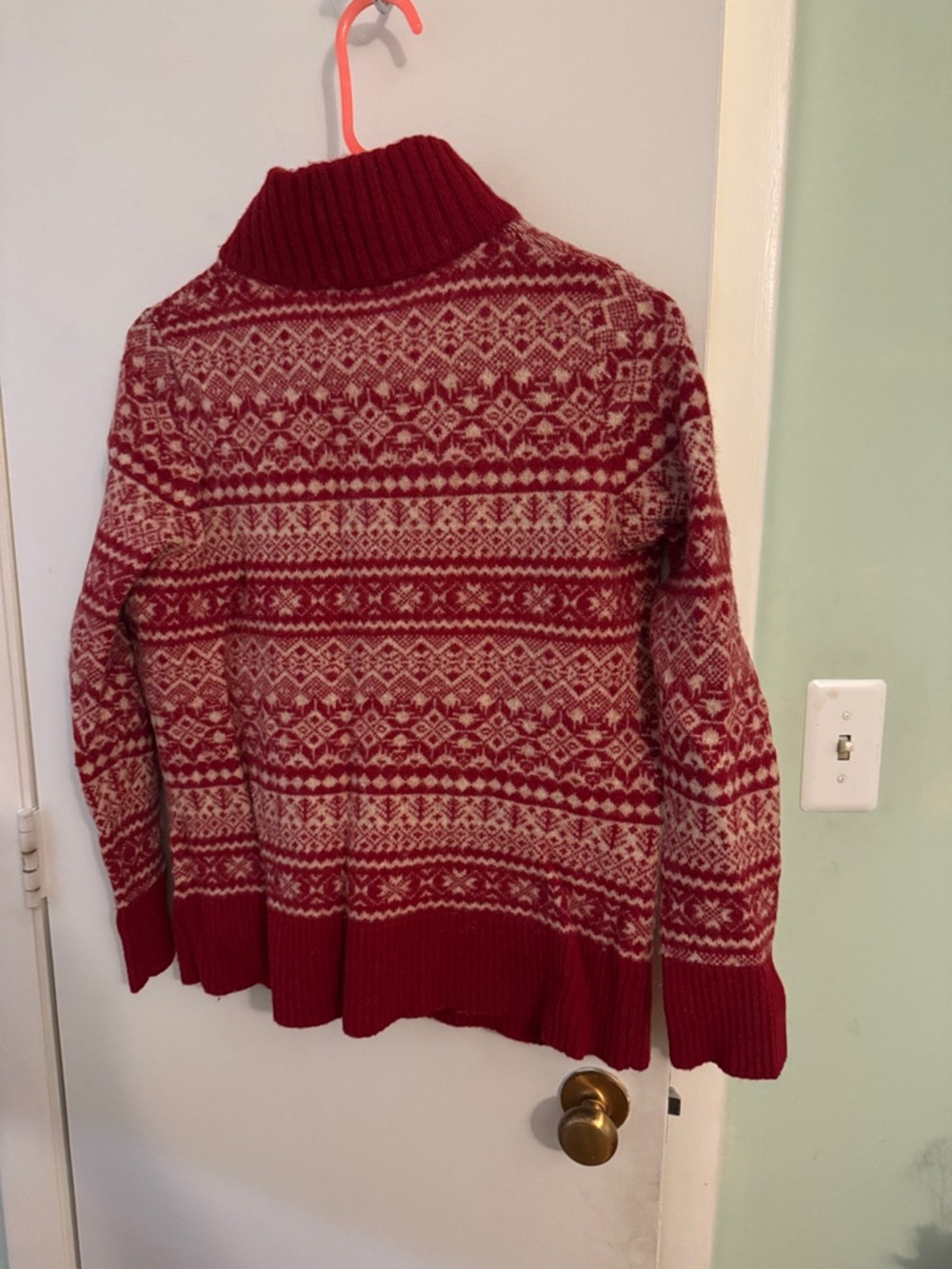 Eddie Bauer Red and Cream Fair Isle Button-Front Cardigan - Picture 8 of 8